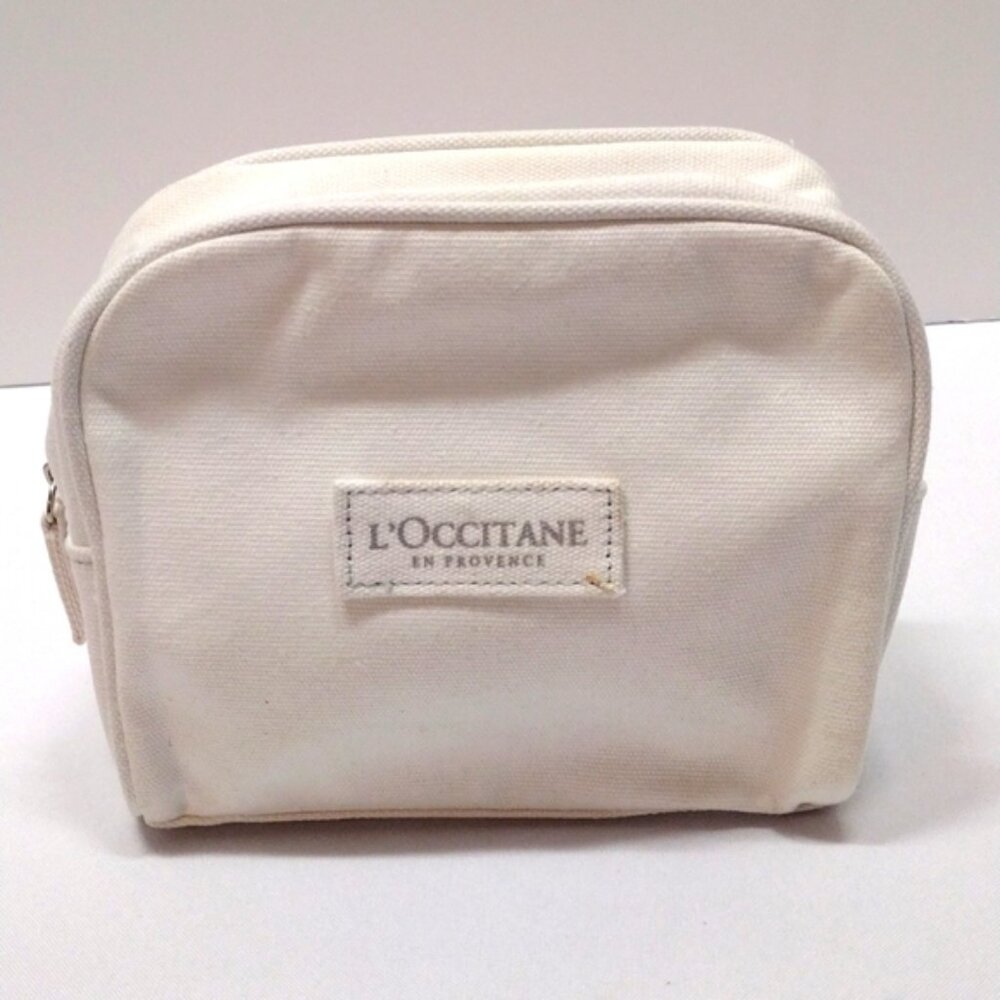L'Occitane in Provence White Cotton Cosmetic Makeup Bag